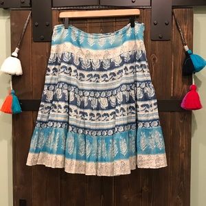 Blue, Turquoise, Indigo Boho Paisley Floral Skirt